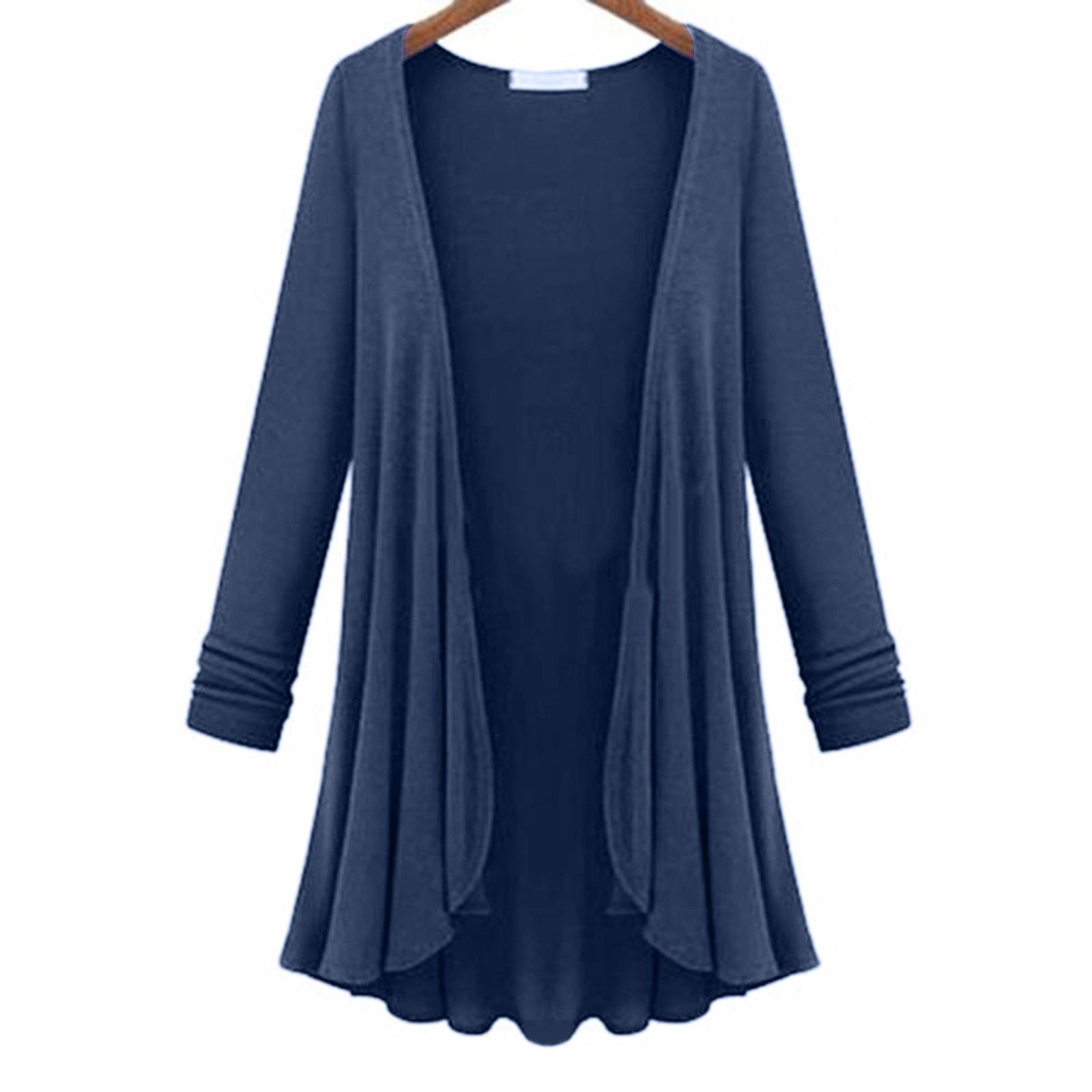 

Женская модная верхняя тонкая блузка с длинным рукавом, кардиган, свитер, пальто XXXXL синий