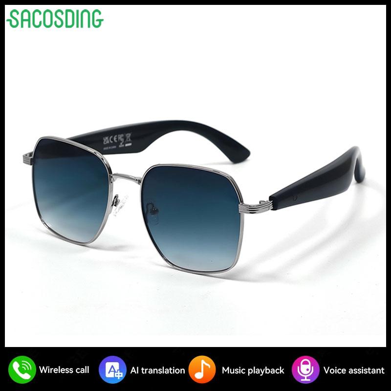 SACOSDING New Fashion Smart Glasses Anti-UV AI Voice Intelligent Translation Music Headphones Bluetooth Call Outdoor Sport Sunglasses
