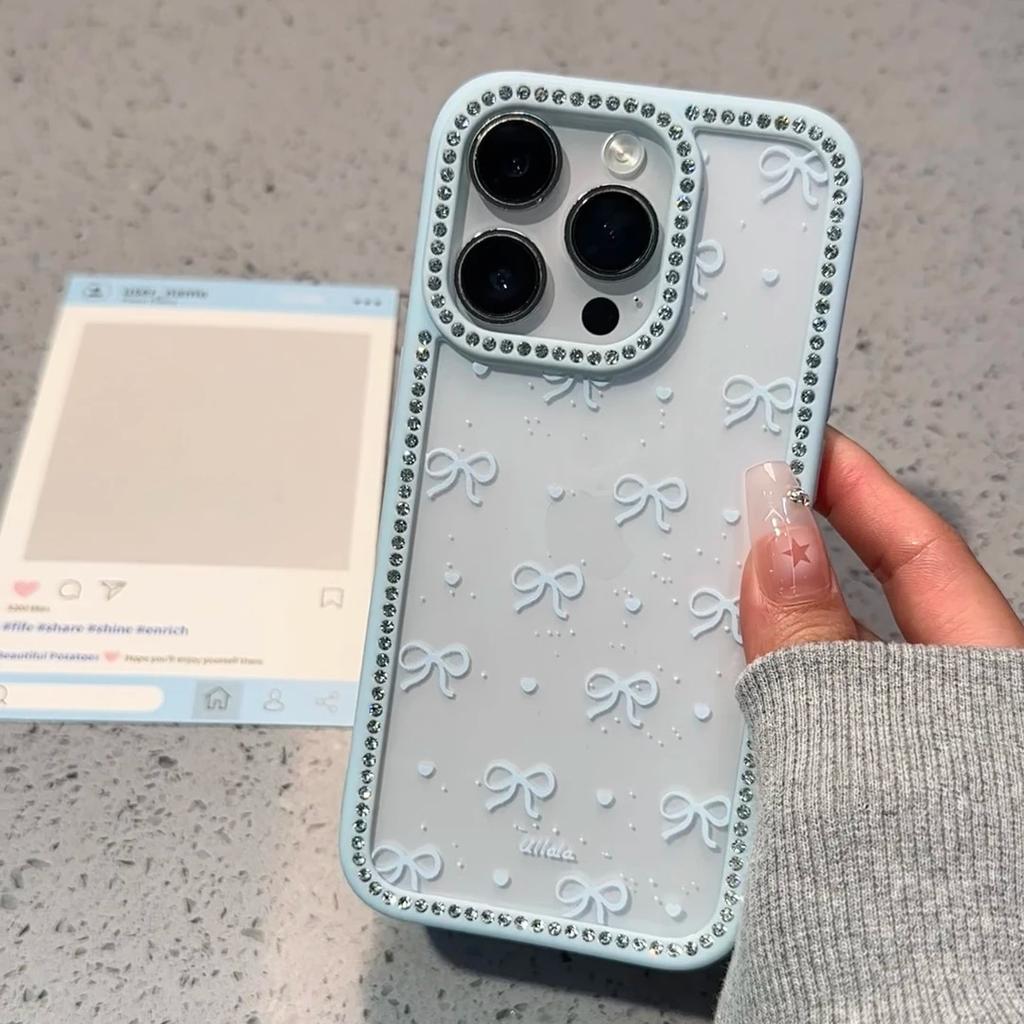 Ins Love Bow Applicable To Apple 16 Mobile Phone Case IPhone 15 Protective Case 14 Star Diamond Case 13 Anti Fall 12