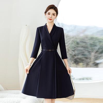Teluoman Three-Quarter Sleeve Professional A-Line Dress