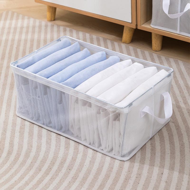 Transparent PVC Foldable Clothes & Pants Storage Organizer with Handle 48*28*20 cm