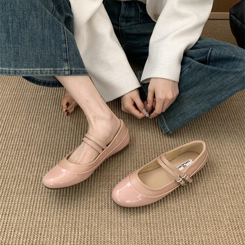 Runde Code Fairy Wind Flachmündige Einzelne Schuhe Mädchen 2025 Frühling Neu Ein-Wort-Schnalle mit Vielseitigen Mary Jane Schuhen Flache Schuhe
