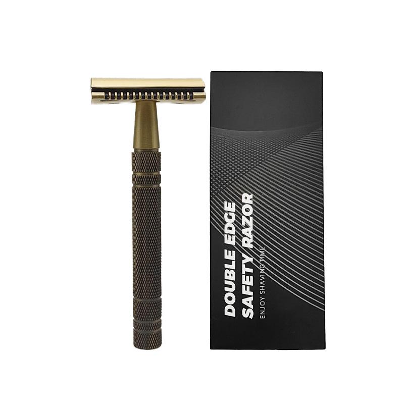 T-shaped ShaverManual Razor Bronze Shaver Manual Brass Double-sided Razor Old-fashioned Manual Shaver