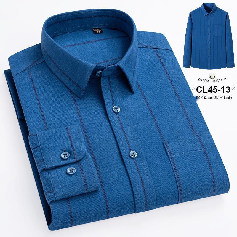 Camicia a maniche lunghe a quadri da uomo taglie forti in puro cotone (Taglie 38-46) - Abbigliamento Casual Business Autunnale