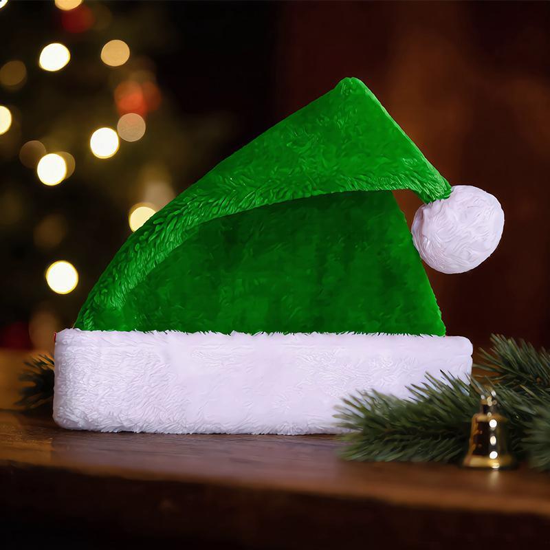 Soft Plush Christmas Santa Hat with Fluffy White Brim Multicolor Optional for Holiday Party Xmas Cosplay Costume