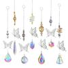Kristall-Windspiele, Sonnenfänger, silberner Schmetterling, hängender Anhänger, Schmuck, Regenbogenjagd, Hausgarten, Fenstervorhang, Hochzeitsdeko