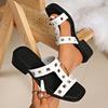 2026 Summer Women's Plus-Size Rivet Open-Toe Mid-Heel Beach Slippers