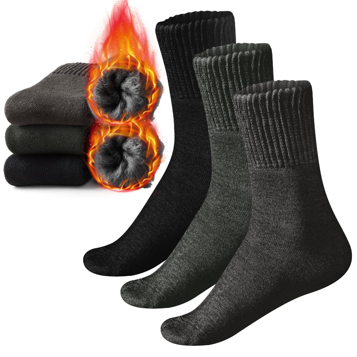 

Зимняя обувь из шерсти с постоянным ворсом 2x heat wool crew brushed cold heat Climbing Camping [TSGarden], мужская, комплект из 3 пар, [с флисовой подкладкой, самонагревающиеся, 38℃]