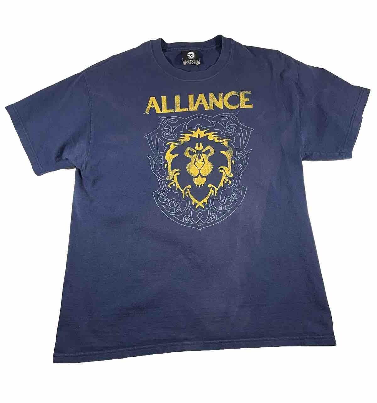 Y2K Alliance Jinx L World Of Warcraft Blue Blizzard Entertainment Faded Unisex T-Shirt XXL