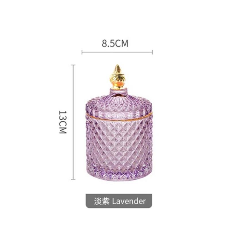 Classic French Light Luxury Multicolor Glass Storage Jar Handmade Aromatherapy Bottle Cotton Swab Toothpick Storage Box Candle Jar