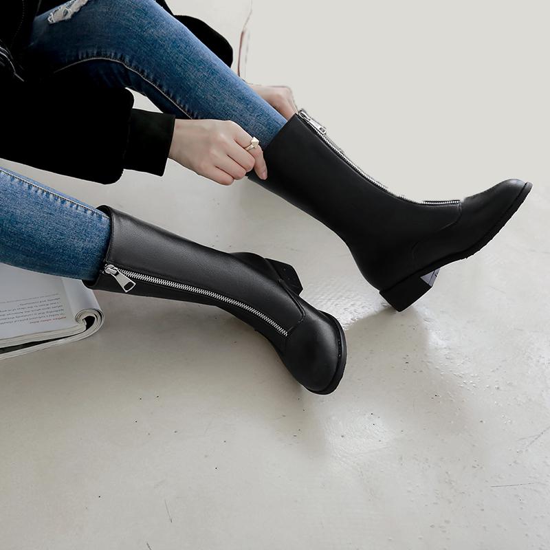 Women's Low-heeled Short Boots Autumn and Winter New Thick-heeled Large-size Comfortable Casual Short Boots