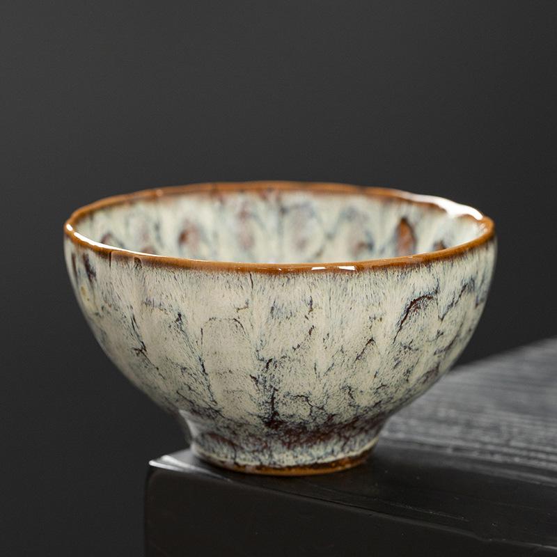 Kiln-Change Ceramic Tea Cup Set: Luxury Light Gift Box with Large Gongfu Tea Tasting Cups in Nine Colors