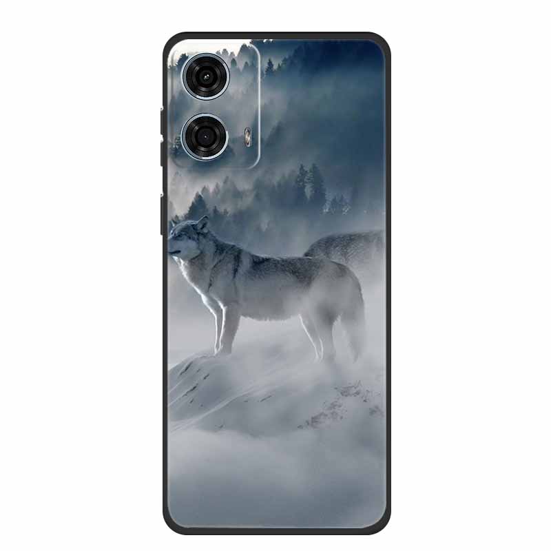 Pentru Motorola Moto G24 Power Carcasă Silicon Lup Leu TPU Moale Carcasă Telefon Pentru Moto G24 Power Capac Spate Desene Animate Carcasă Rezistentă la Șocuri