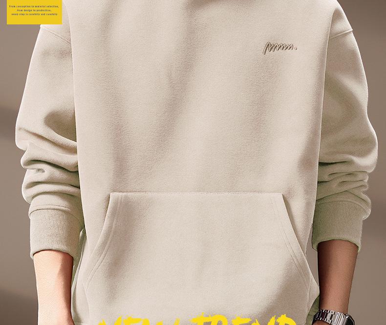 Herren Hoodie mit schwerem Stoff 420g, bestickt mit amerikanischem Buchstaben - Herbst/Winter Neuer Stil, lockere Passform