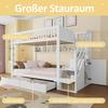 Kinder-Etagenbett 90x200 cm Hochbett Schublade Kleiderschrank Ablageleiter Regal Lattenrost Kiefernholz Weiß (ohne Matratze)