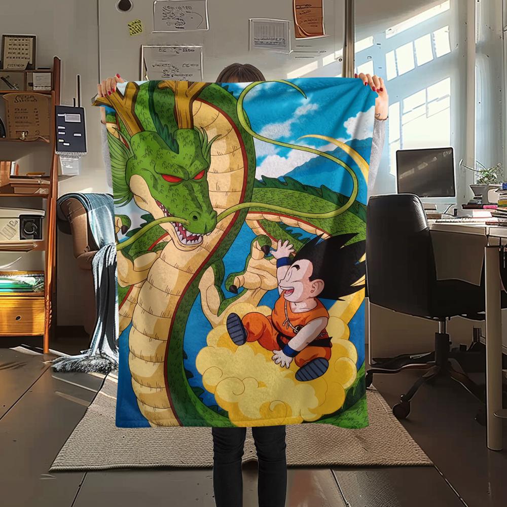 

Фланелевое одеяло с принтом персонажей Dragon Ball, Высококачественное, Удобное для всех сезонов, Декор для дома, Тепло и уют, Идеально для рождественских подарков 80cm x 120cm