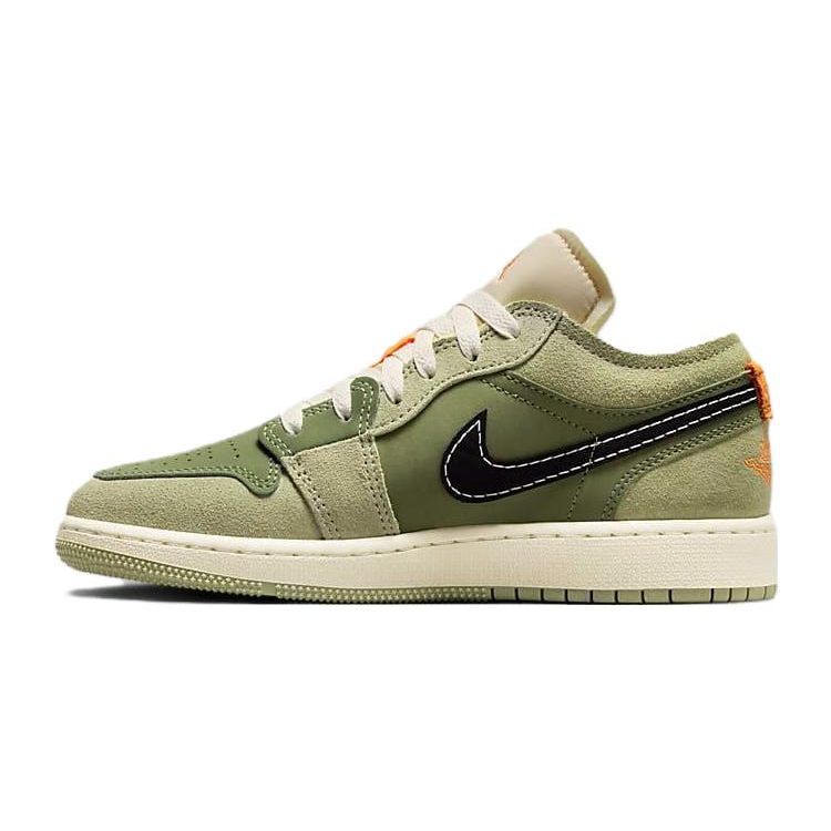 Air Jordan 1 Low SE Craft GS Sky J Light Olive Kids Sneakers Green Celadon Bright-Mandarin FD9092-300