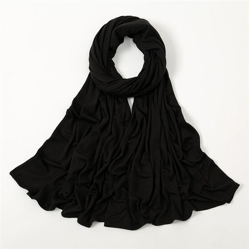 Plain Jersey Thick Hijab Scarf Cotton Polyester Wrap Elasticity Shawls Foulards Long Stretchy Turban Muslim Head Snood 180*60Cm