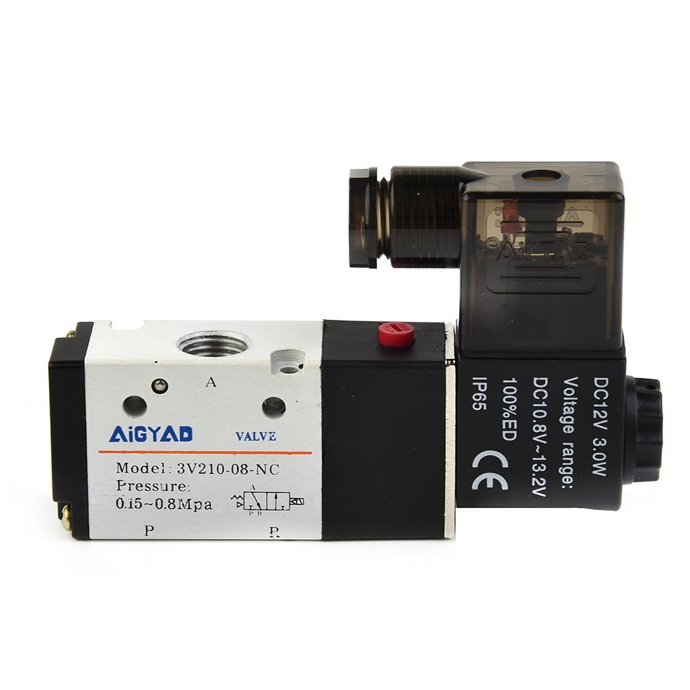 Pneumatic Solenoid Valve 110*65*22mm Accessories Metal+Plastic Replacement 3 Way DC 12V G 1/4 1/4 PT Air Pneumatic