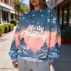 Women's Christmas Print Crewneck Sweatshirt, Lightweight Casual Trendy Pullover for Holiday Wear