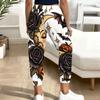 Women Plus Size Cartoon Printed Jogger Pants Drawstring Waist Side Pockets Cuffed Ankle Casual Trousers