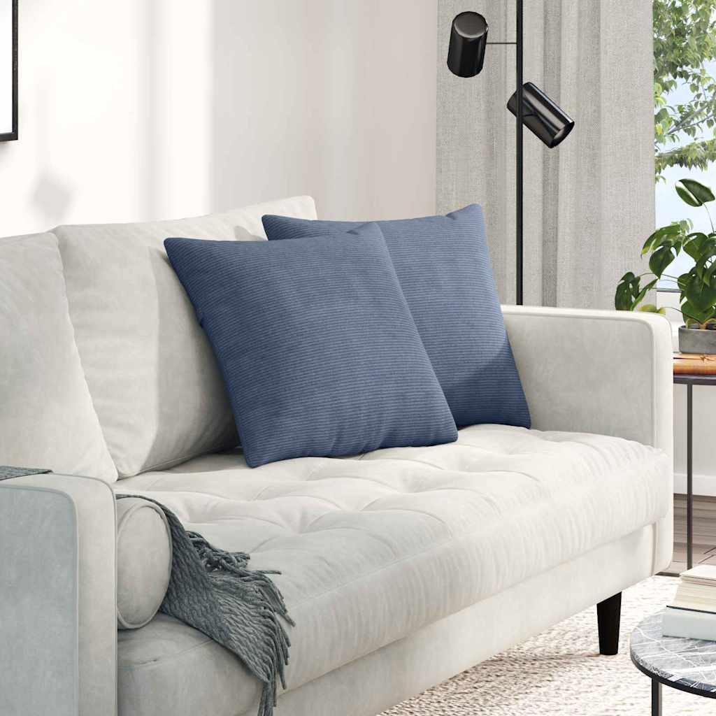 Sofa Cushions 2 Pieces Blue 45 X 45 Cm Cord Fabric
