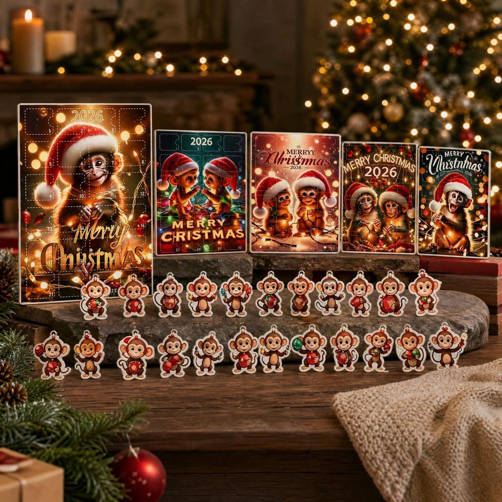2D Christmas Advent Calendar Day Countdown with Hanging Ornaments, Christmas Tree Decorations for Holiday