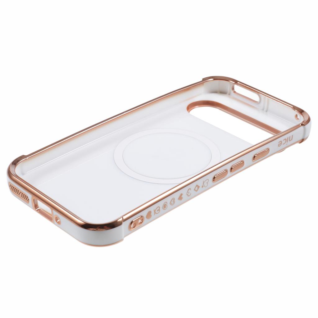 For Google Pixel 9/Pixel 9 Pro Case Compatible with MagSafe Electroplated TPU Phone Cover Hollow Love Hearts