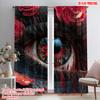Set Of 2 Plane Printing Curtains Deep Eyes Polyester Fabric Without Rod Room Decor Use Living Sheer Made Window Treatment