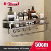 Wall-Mounted Stainless Steel Bathroom Shelf with Hooks