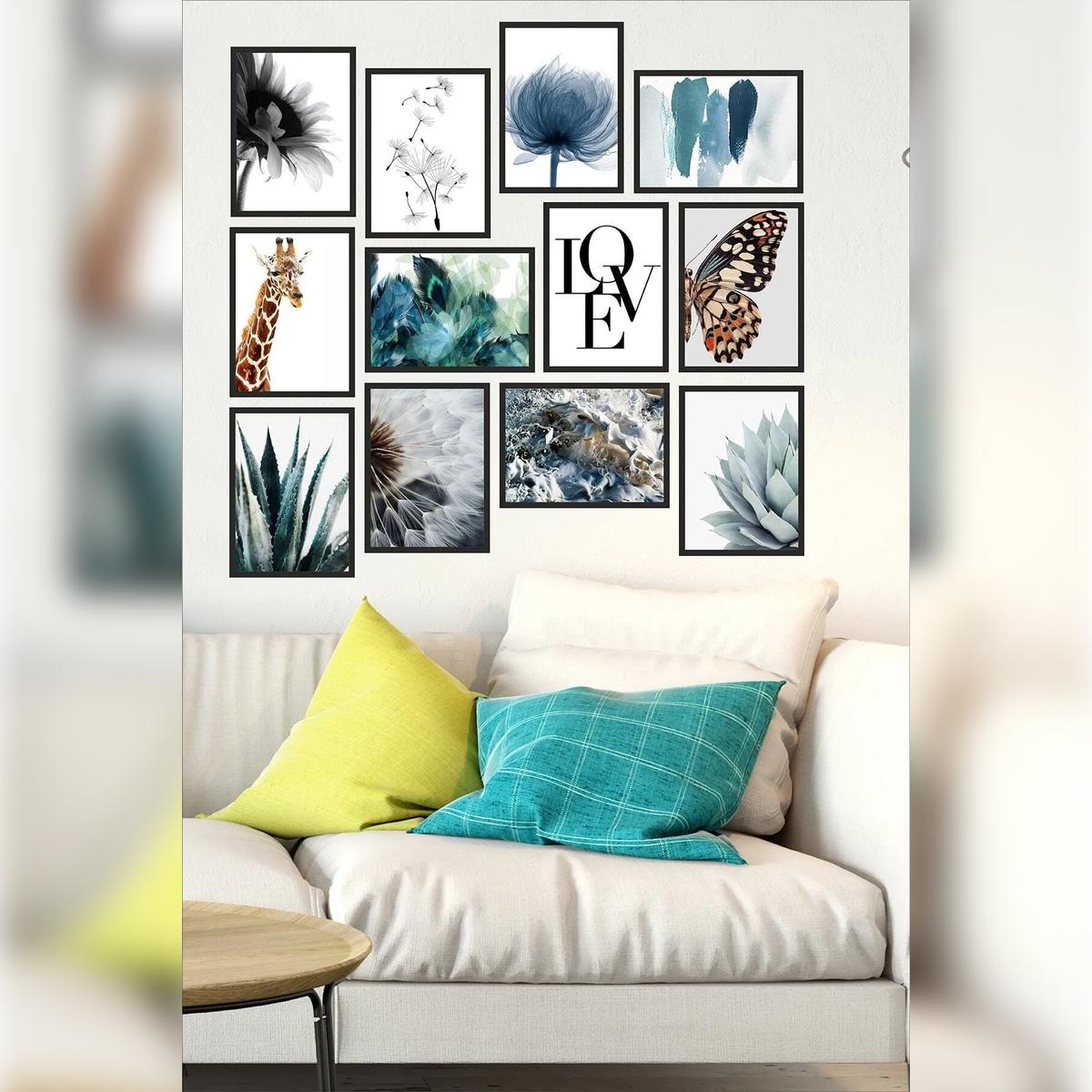 

12-Piece Decorative Abstract MDF Wall Art Set with Framed Appearance