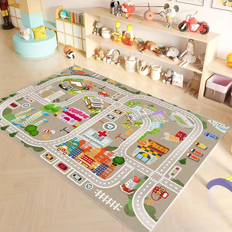 Tappeto Rotolante Cartone Animato Quattro Stagioni Educazione Precoce per Bambini, Tappeto in Feltro Cristallo per Soggiorno, Decorazione Domestica