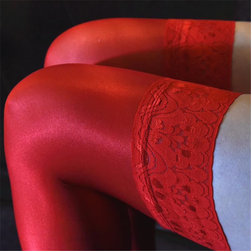 Sexy 70D Oil Glossy Stockings Silicone Non-Slip Pantyhose Soft Satin Nylon Thigh High Stockings Dance Hosiery Sexy Lingerie
