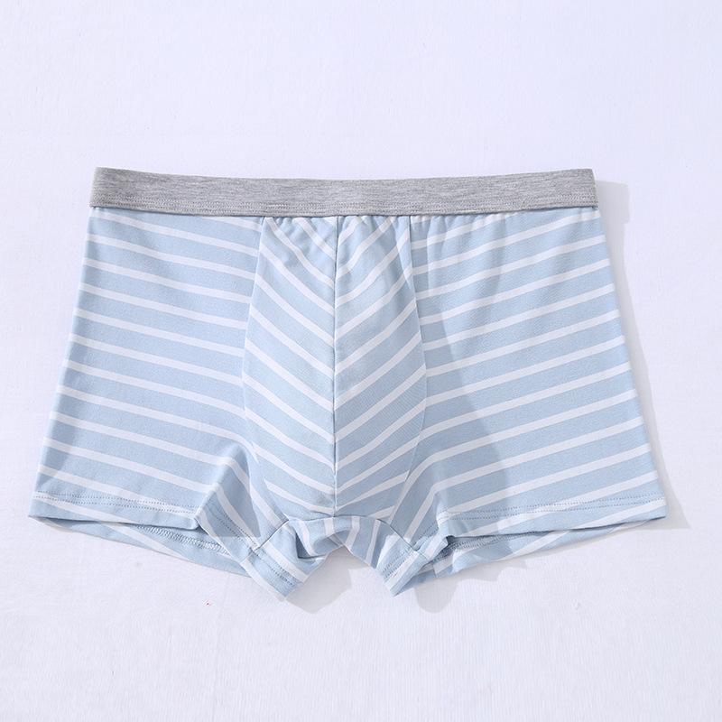 

Мужское хлопковое нижнее белье в полоску, бесшовные трусы-боксеры, свободное, оверсайз, с плоскими углами 6XL небесно-голубой