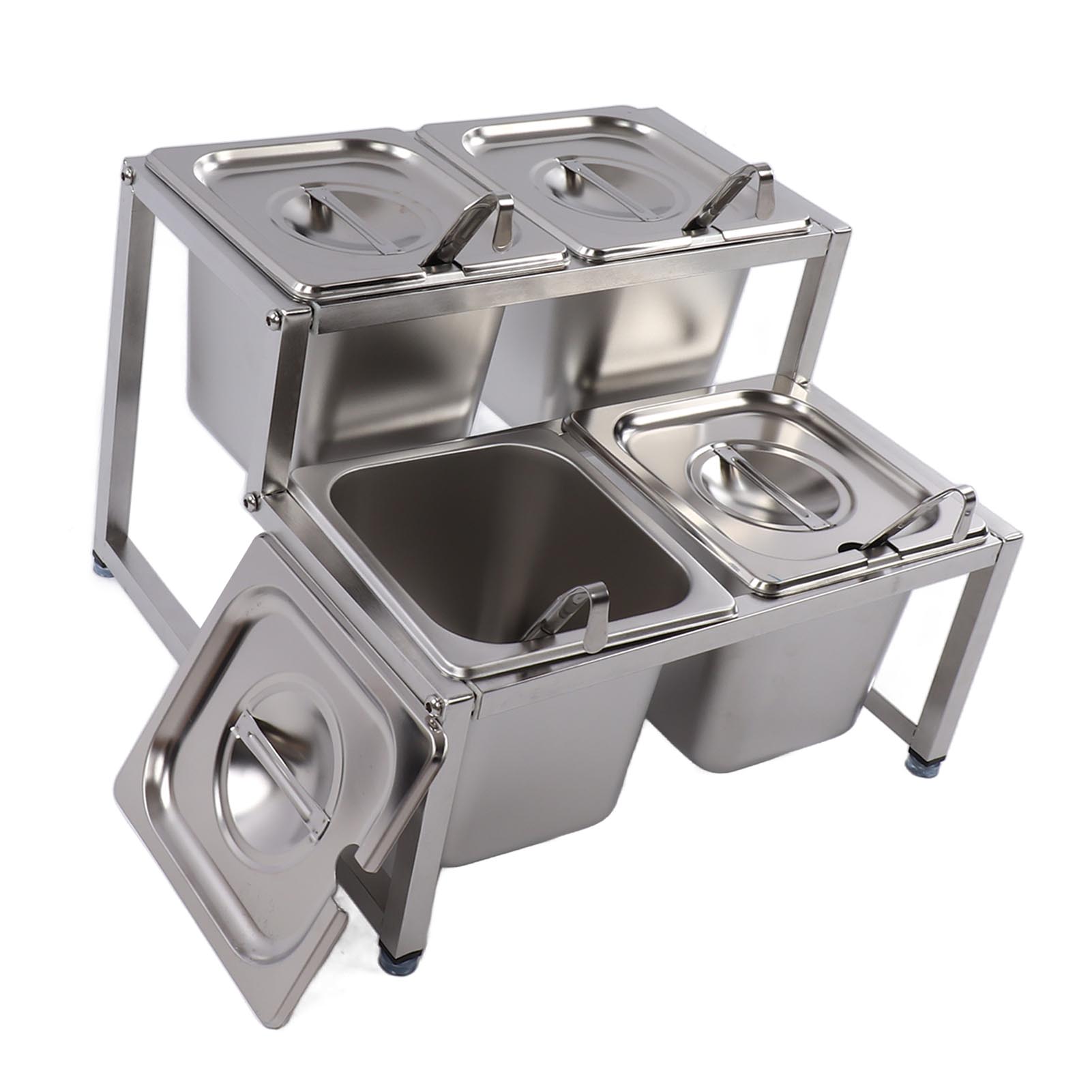 

Spice Container Box Rack Stainless Steel 2 Tier Retractable Jam Seasoning Stand Shelf for Kitchen Restaurant
