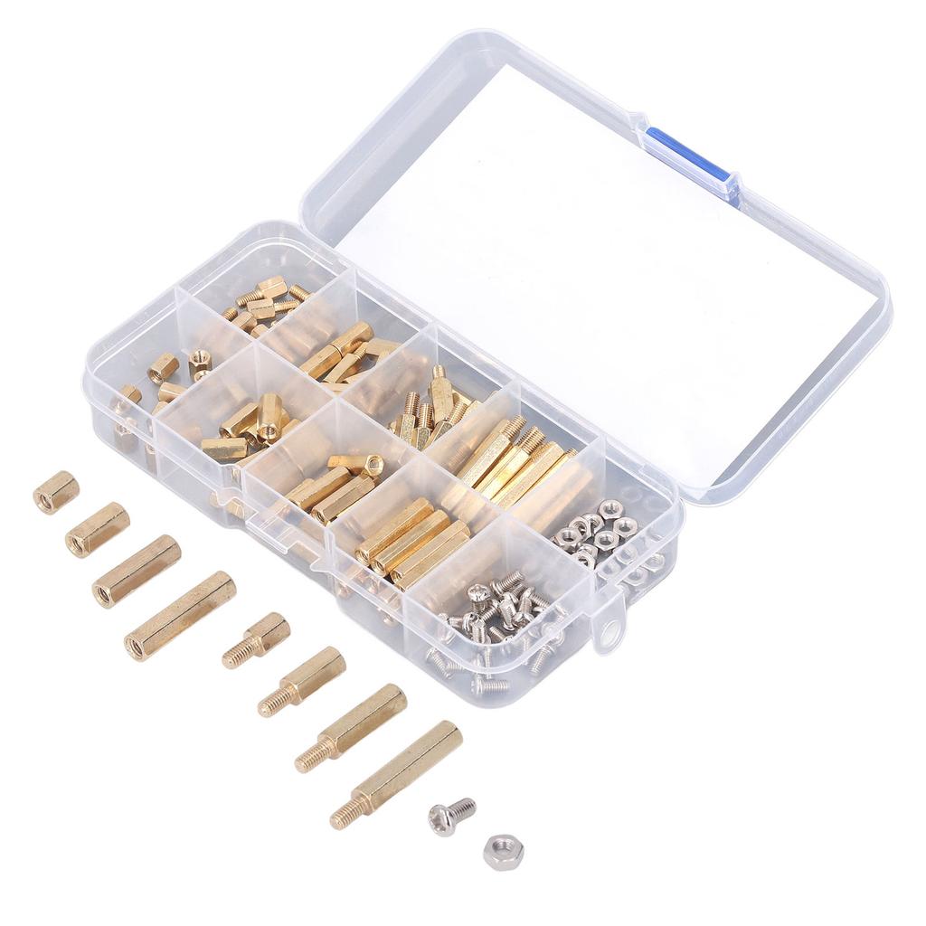 120Pcs M3 Standoff Kit Brass Standard Hex Screw Nut Standoff Kit for Automobiles Electronics