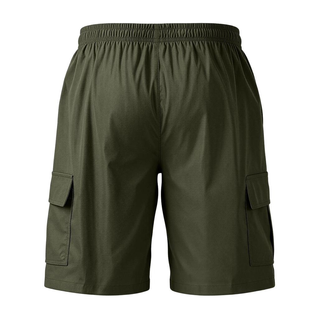 Men's Color Cargo Shorts with Elastic Waist and Drawstring - Multi-Pocket Lightweight Comfortable for Summer Casual