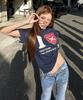 Seteo (W) I Love Slub Short Sleeve T-Shirt Navy