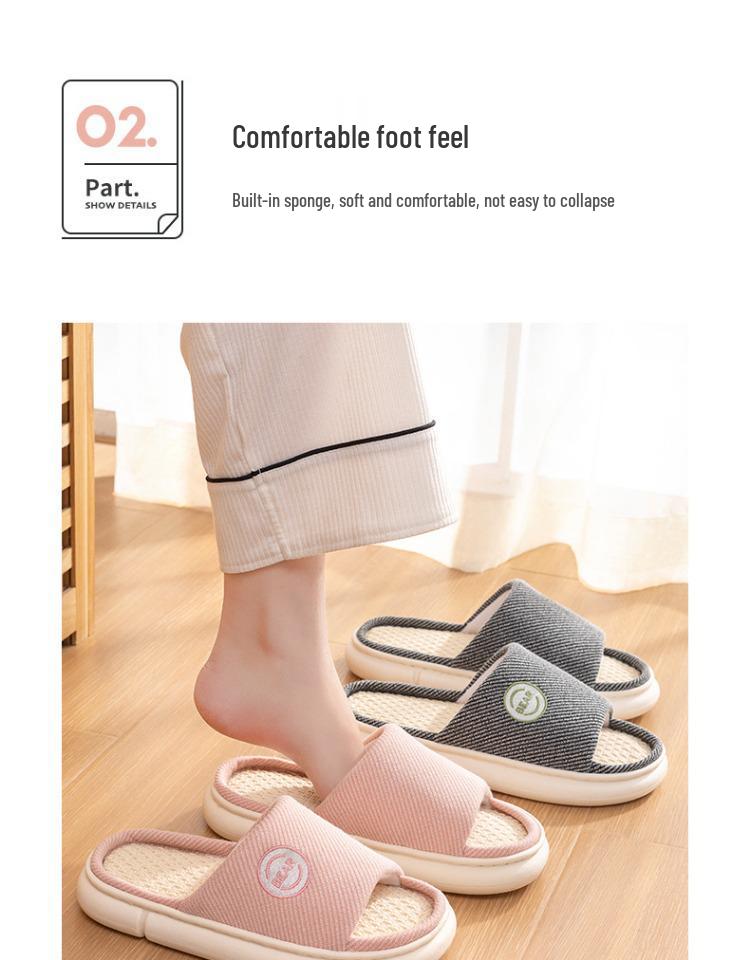 Unisex Breathable Linen Slippers – Indoor & Outdoor, Non-Slip, Silent, for All Seasons, Thick-Soled, 2025 Design.