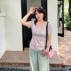 Age reduction color point small embroidery short-sleeved T-shirt summer new large size women's clothing pullover versatile top 252441