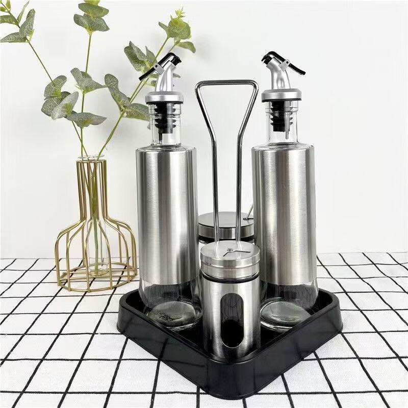 ZISIZ 320ml Penguin Oil Bottle & Seasoning Jar Set with Stands