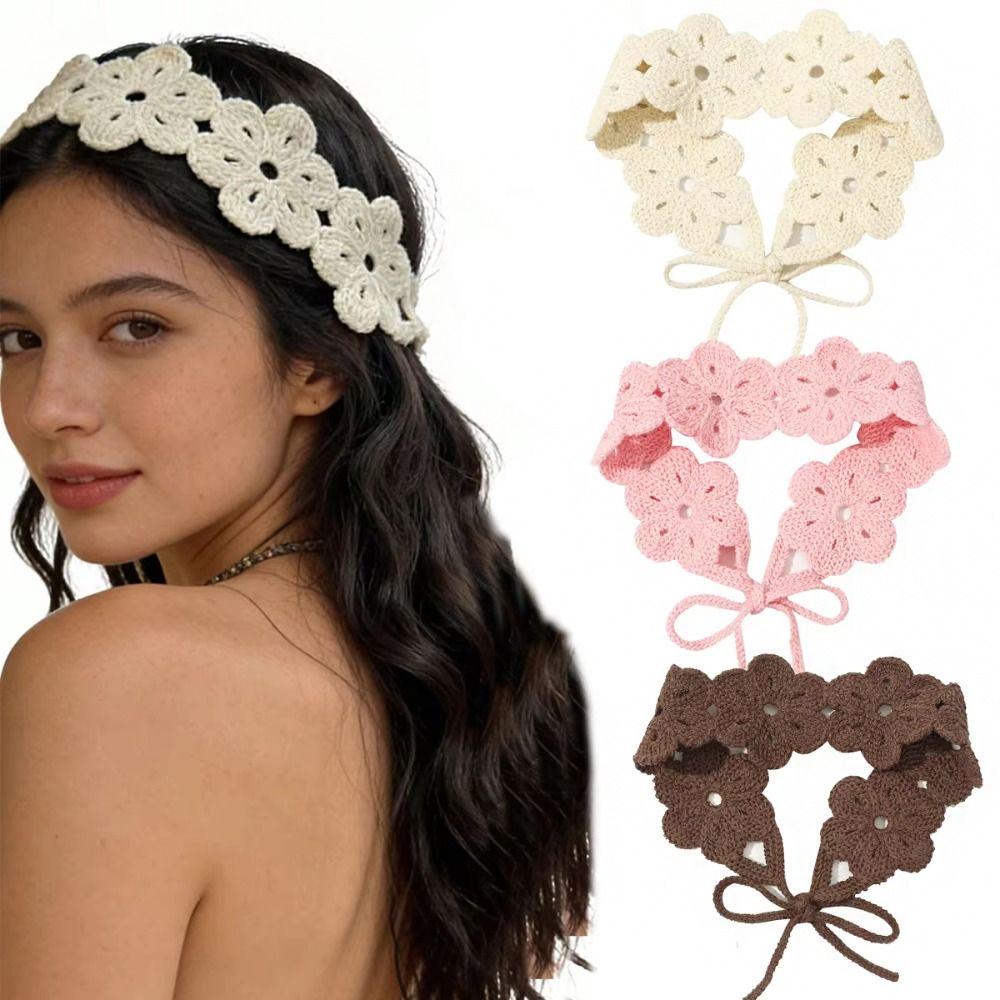 Floral Crochet Flower Hair Band Retro Women Hair Scarf Knitted Headband Girl Hair Accessories