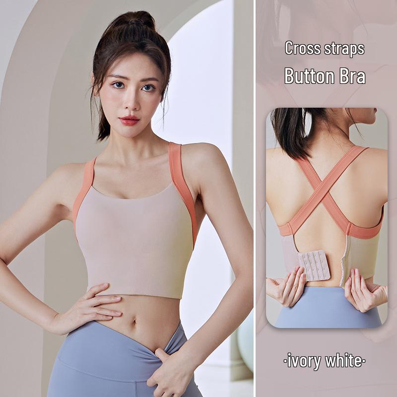 

Color-block Sports Bra: Wire-Free, Shockproof, Stylish Back Design for Running and Yoga XXL