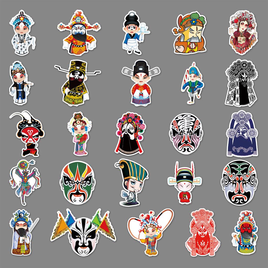 50 Drama Opera Characters Face Makeup Chinese Style Creative Suitcase Laptop Scooter Car Stickers