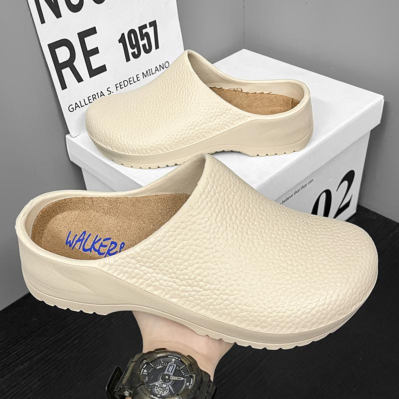 Fashion Men's and women's new work leisure non-slip grease chef shoes large size nurse shoes flat comfortable light half slippers