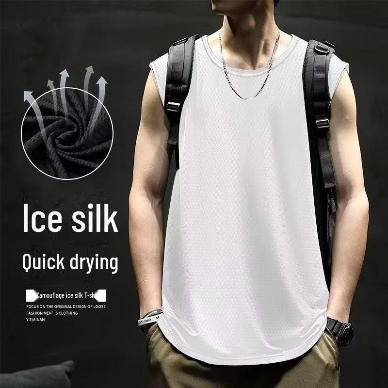 

Мужской быстросохнущий спортивный жилет без рукавов для летнего фитнеса и баскетбола L белый