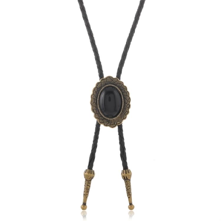 High-Quality Leather Bolo Tie Chain Necklace Long Gold Plated Design Multipurpose Wear For Office Gatherings Travel Lightweight Accessory