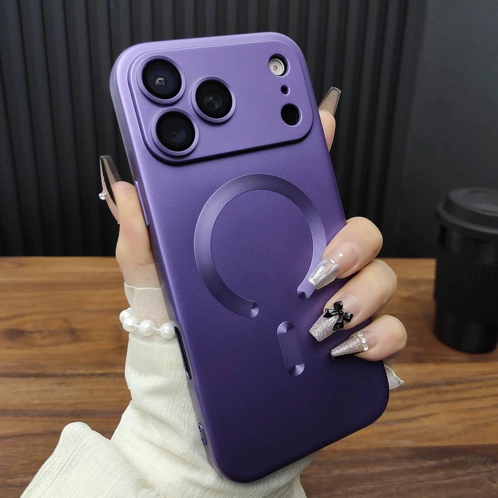  For Magsafe Magnetic Charging Case For iPhone Air 17 16 15 14 13 12 11 Pro Max Plus Glass Lens Protection Frosted Cover