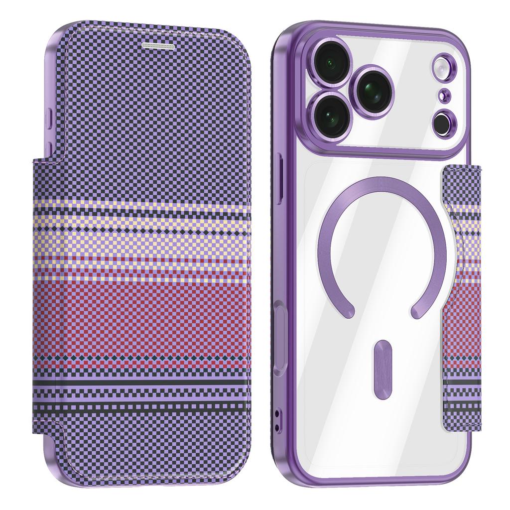 Applicable to Apple 18ProMax mobile phone case, color shield, magnetic flip cover, leather case, iPhone17 card all-inclusive protective case.