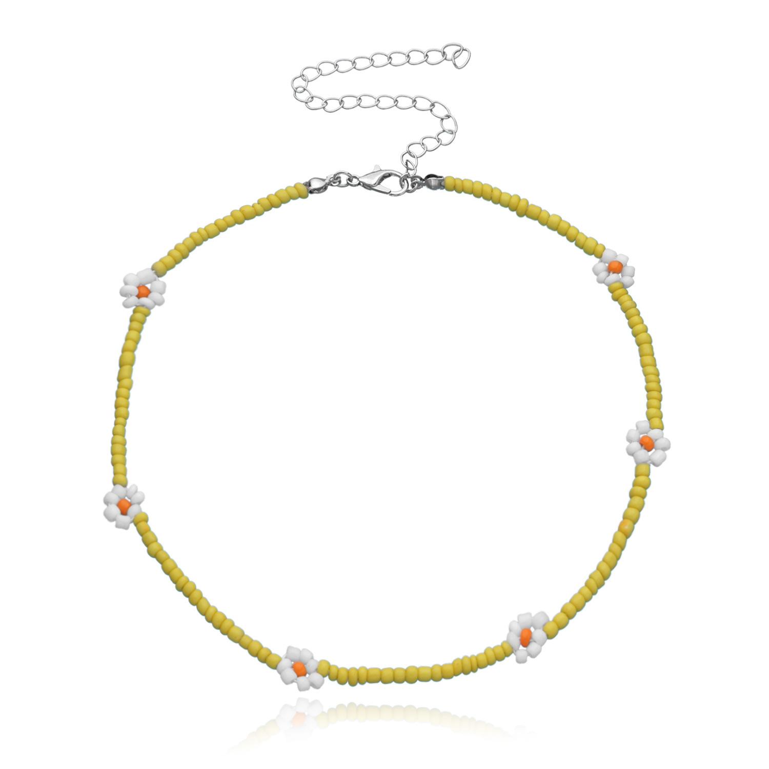 European and American jewelry, hot-selling rice bead flower necklace women, fashionable and popular temperament adjustable item jewelry